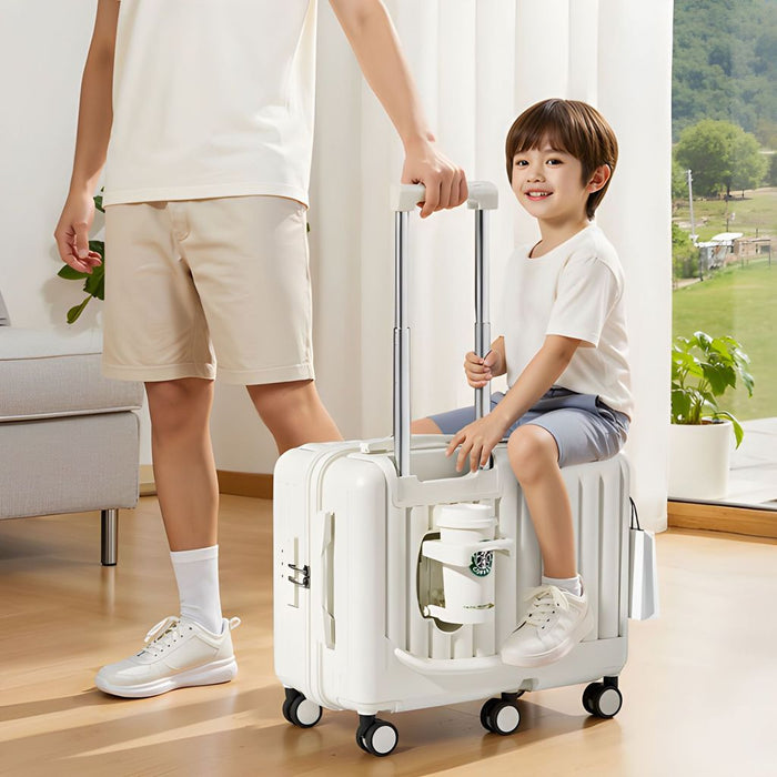 Multifunctional Travel Luggage | Hidden Cup Holder | 360° Spinner Wheels | TSA Lock | 20 Inch