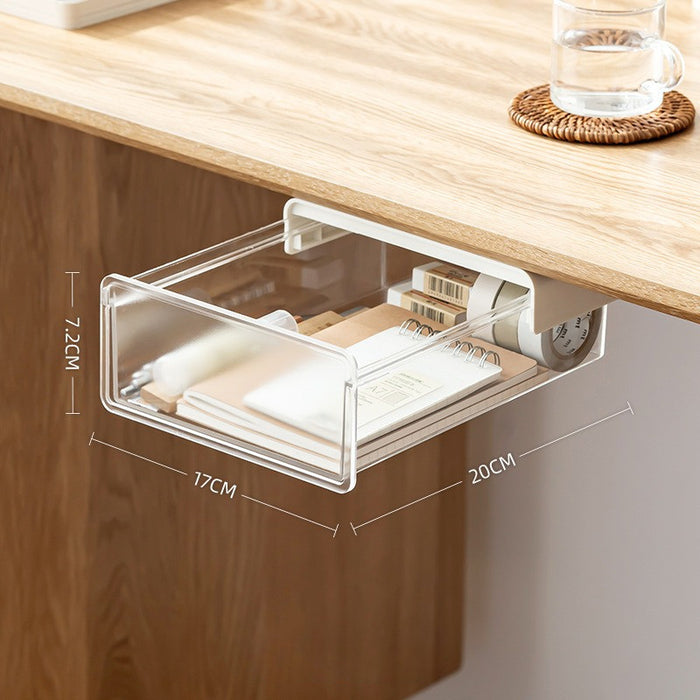 Under-Desk Hidden Drawer Organizer Self-Adhesive Stationery Storage | Invisible Space-Saver