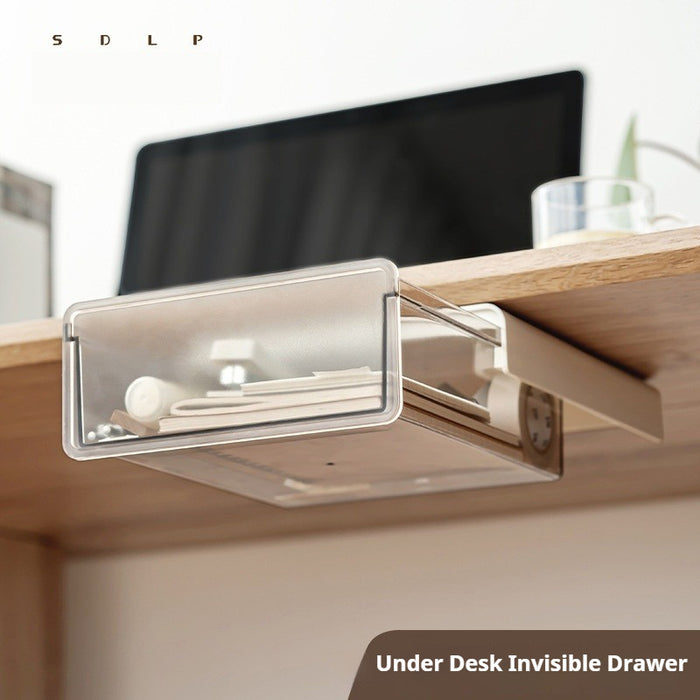 Under-Desk Hidden Drawer Organizer Self-Adhesive Stationery Storage | Invisible Space-Saver