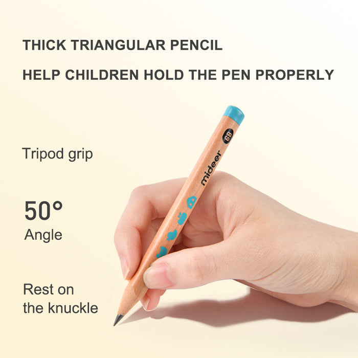Mideer Kids 2B Pencils Set | Easy Grip Fine Hex & Thick Triangular | Ages 4–6