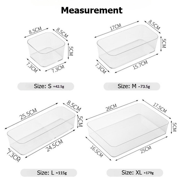 Transparent Drawer Organizer Box PET Storage Bin | Desktop Makeup Stationery Cutlery Tray