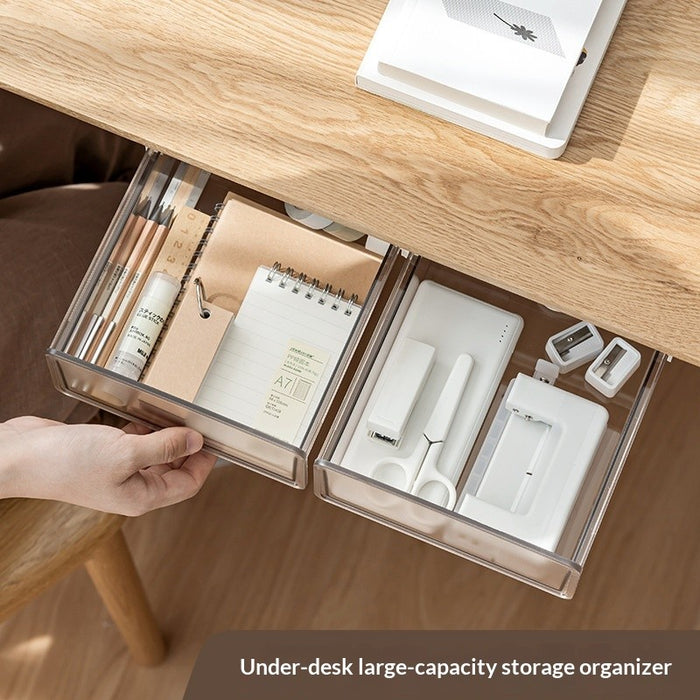 Under-Desk Hidden Drawer Organizer Self-Adhesive Stationery Storage | Invisible Space-Saver