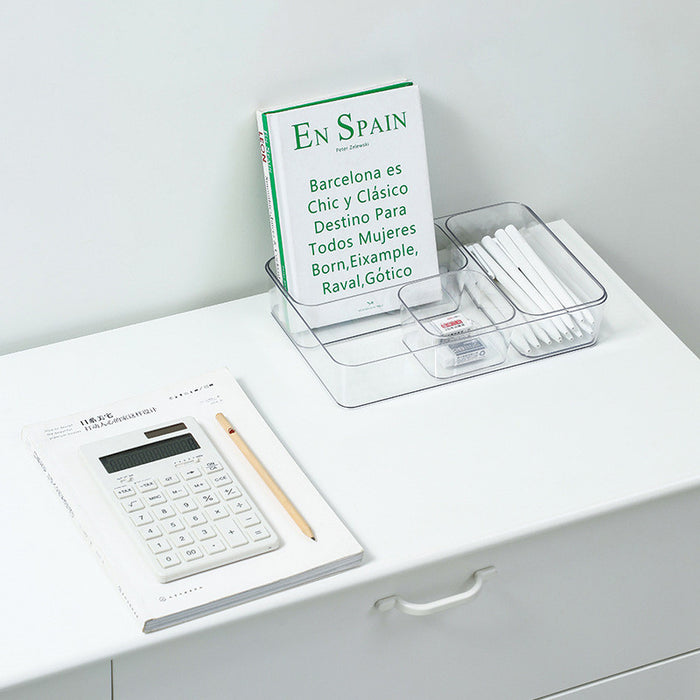 Transparent Drawer Organizer Box PET Storage Bin | Desktop Makeup Stationery Cutlery Tray
