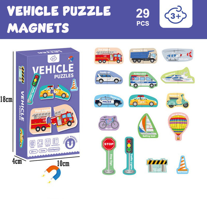 Kids Toys Learning Alphabet ABC Letter Transports Animals Magnetic Fridge Magnet Puzzle
