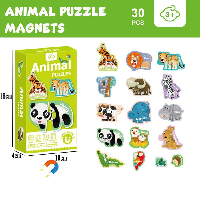 Kids Toys Learning Alphabet ABC Letter Transports Animals Magnetic Fridge Magnet Puzzle
