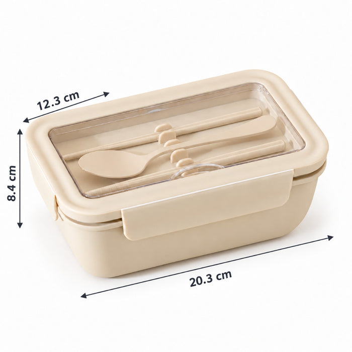 Free Cutlery Lunch Box with Lid Rectangular Food Storage Container 2 Compartment Leak-proof Clip-lock