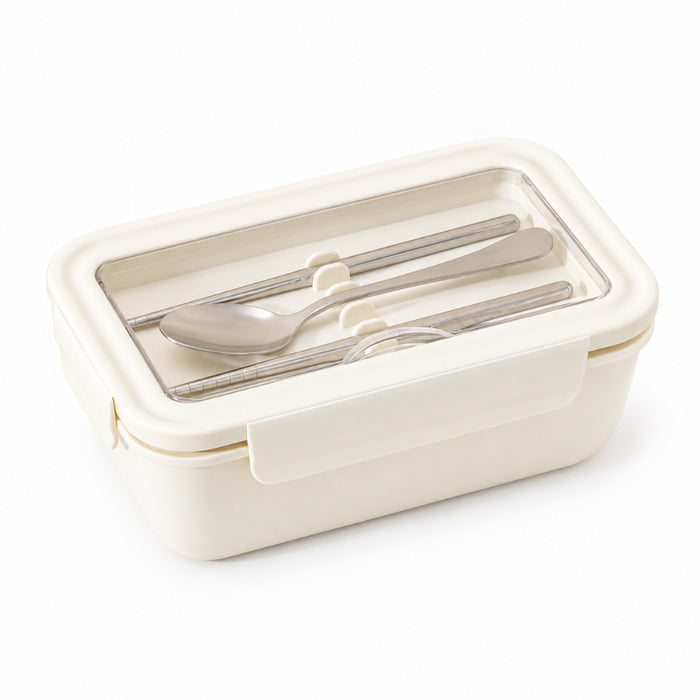 Free Cutlery Lunch Box with Lid Rectangular Food Storage Container 2 Compartment Leak-proof Clip-lock