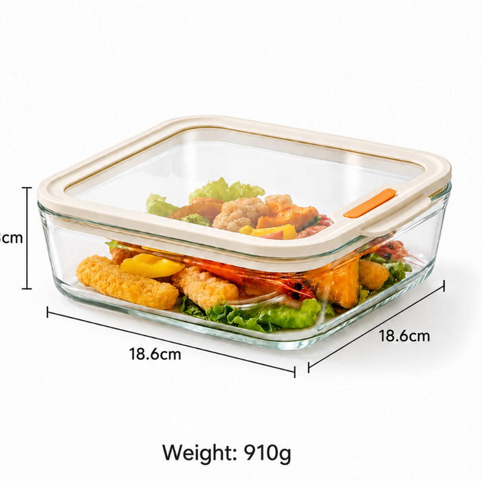 [Buy 4 Get 10% Off] High Borosilicate Glass Food Container With Press-seal Clear Glass Lid Lunch Box Microwave Oven and Freezer– FUNKY.sg