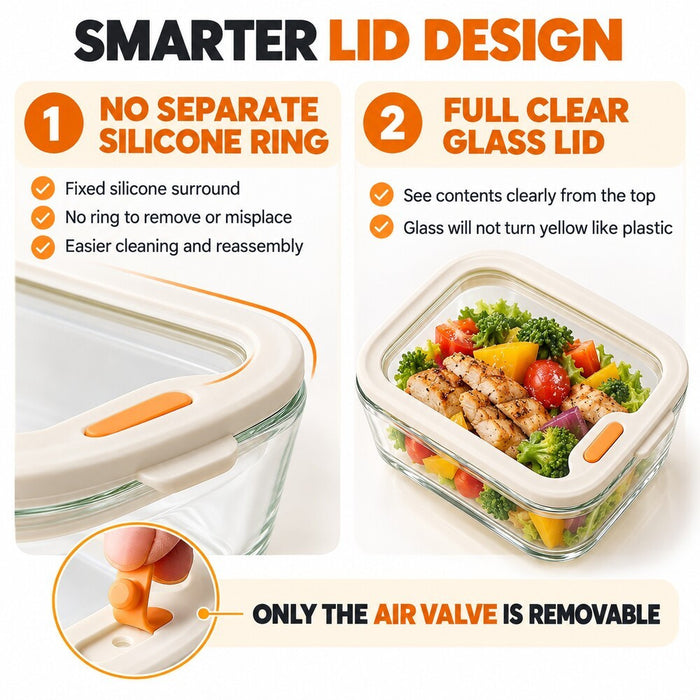 [Buy 4 Get 10% Off] High Borosilicate Glass Food Container With Press-seal Clear Glass Lid Lunch Box Microwave Oven and Freezer– FUNKY.sg