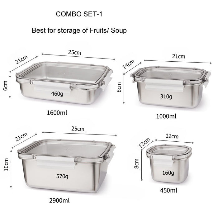 [Buy 3 for 15% Off] Premium Stainless Steel Food Storage Containers – Leakproof, Fridge, Microwave & Dishwasher Safe – 4 Sizes