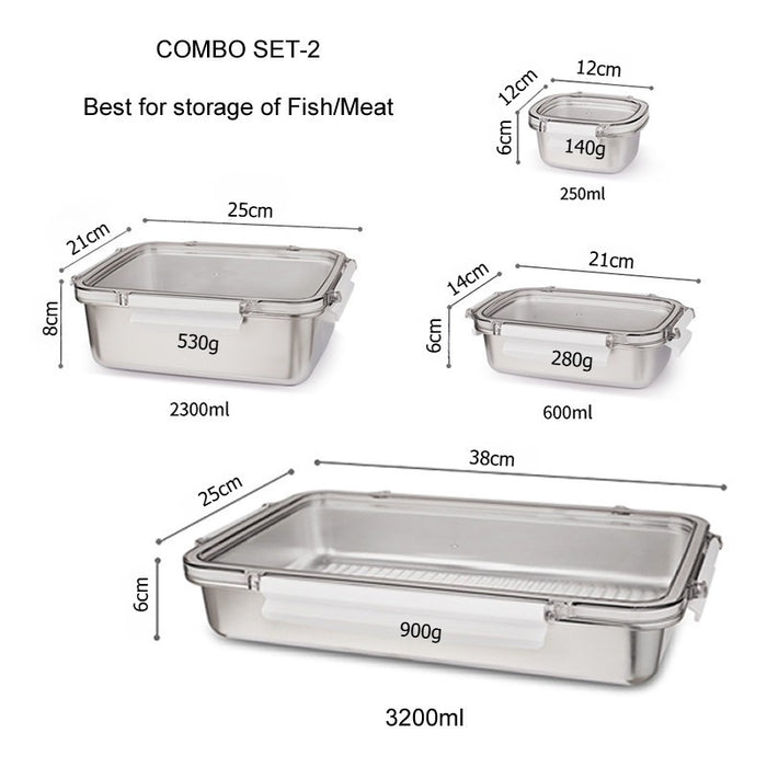 [Buy 3 for 15% Off] Premium Stainless Steel Food Storage Containers – Leakproof, Fridge, Microwave & Dishwasher Safe – 4 Sizes