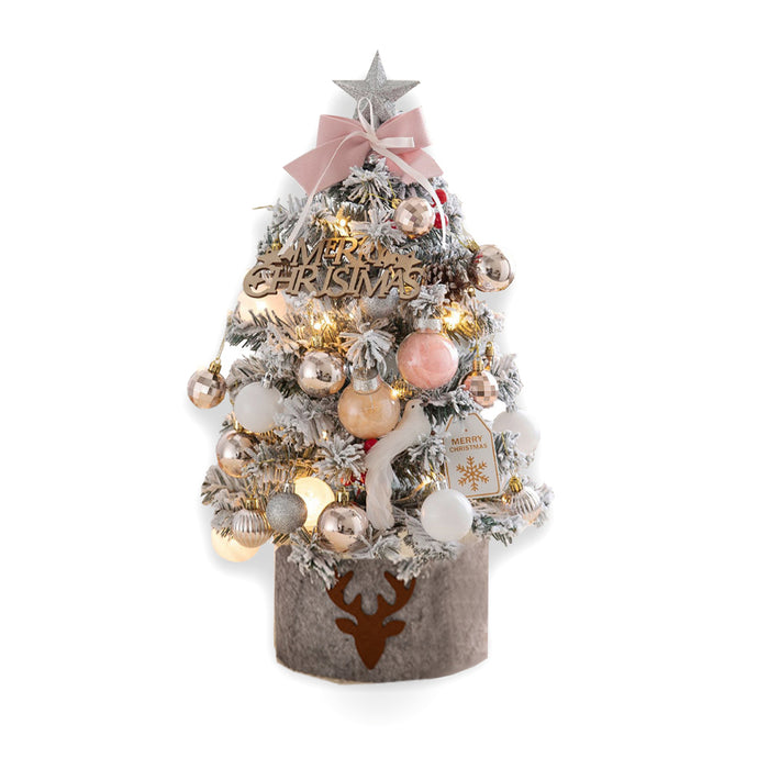Table Top Snowy Christmas Tree 45cm with Ornaments with LED light
