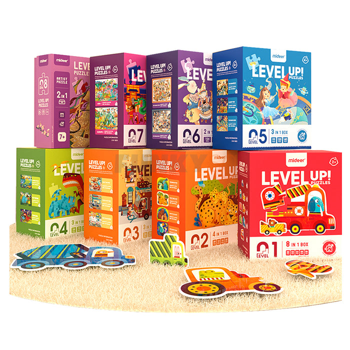 MiDeer Level Up Jigsaw Puzzles Level 7 HUMAN GEOGRAPHY Theme for Kids Ages 3 Up