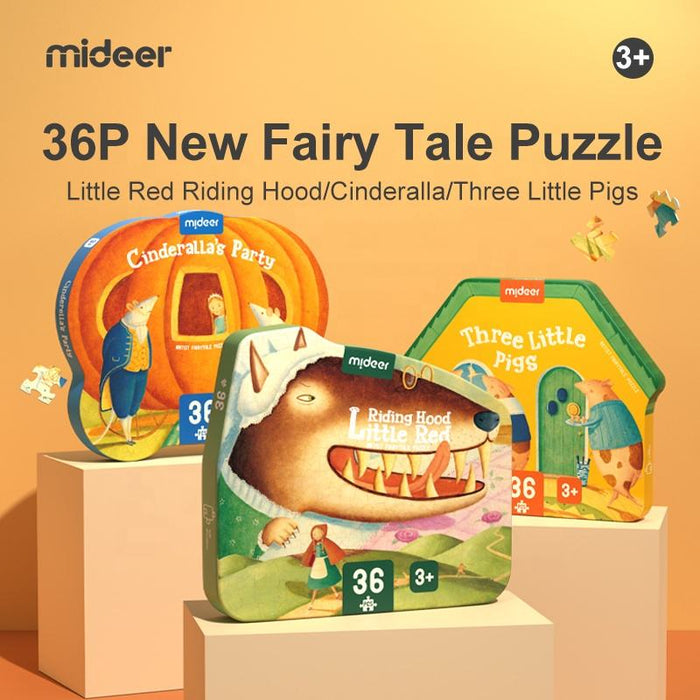 MiDeer 36 Puzzles Piece THREE LITTLE PIGS Classic Fairy Tale with Storybook Age 3 Years