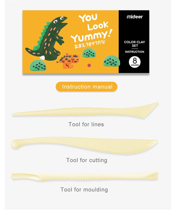 MiDeer 8 Color Clay Set - You Look Yummy Dinosaur Food Grade