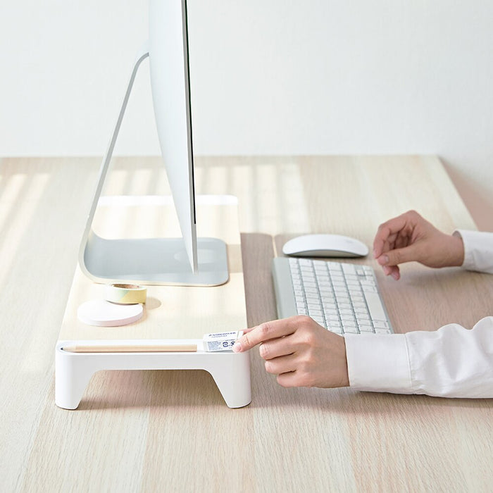 POUT EYES 5- Wooden Monitor Stand in White