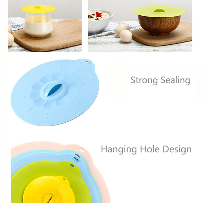 5 pieces Colourful Silicone Suction Lid