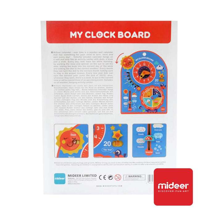 MiDeer What Time is It? My Clock Board Preschool Educational & Learning Wooden Toy