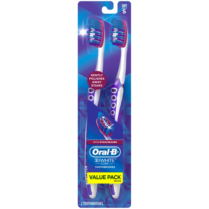 Oral-B 3D White Pro-Flex Toothbrushes, Soft, Full Head Value Pack 2 Counts