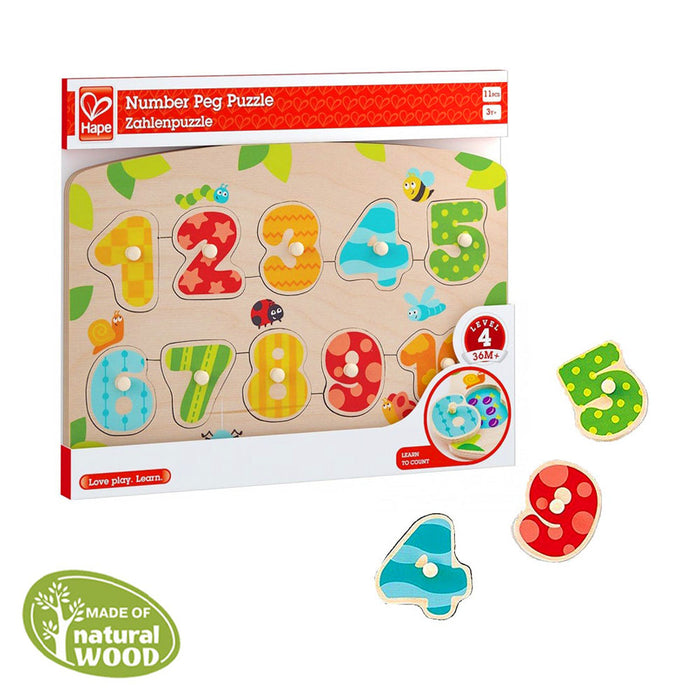 Hape Number, Animal Peg Puzzle. Baby Kids Puzzles