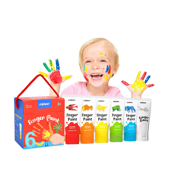 MiDeer Kids Washable 6 Colours Finger Paint with Fingers