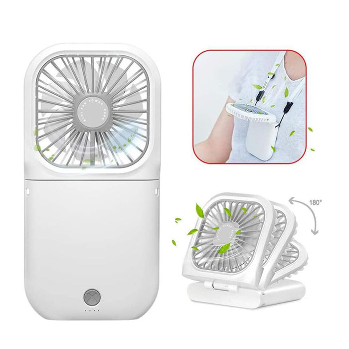 Portable Neck Fan F20 Multi Use Foldable Desktop and Handheld Fan with Power Bank Built- In