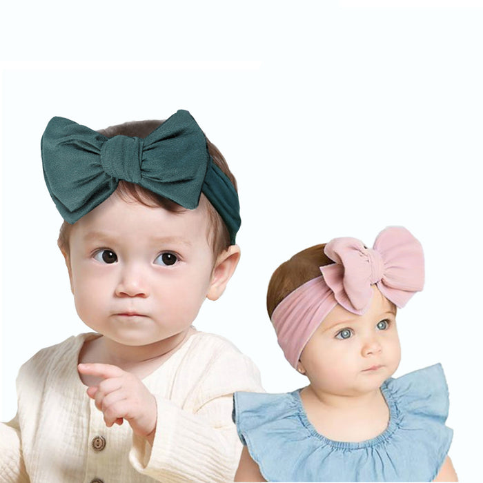 Baby Girl Kids Bow Headband Cotton Jersey Set of 4 Colours Baby Headband