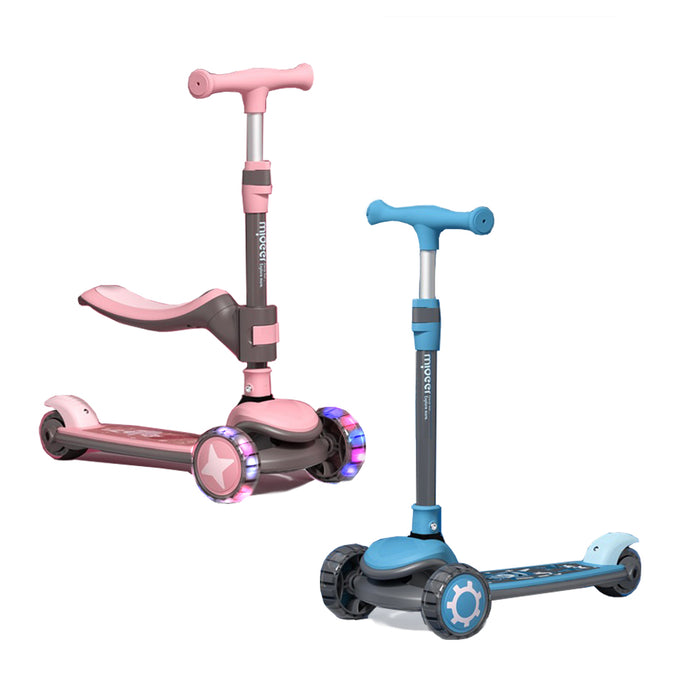 MiDeer 3 Wheeled LED Lights Scooter for Kids - 2in1 Sit/Stand with Flip-Out Seat