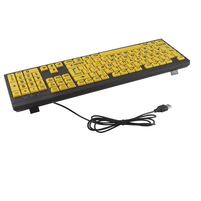 Large Keys Wired Keyboard T801 High Colour Contrast Keyboard for Preschoolers Elderly Low Vision Impaired Full Size Keyboard