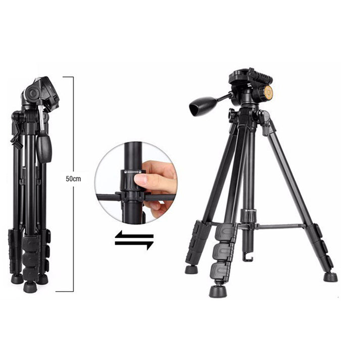 Professional Travel Portable Aluminum Alloy Tripod Stand Q111 (Up to 140cm)
