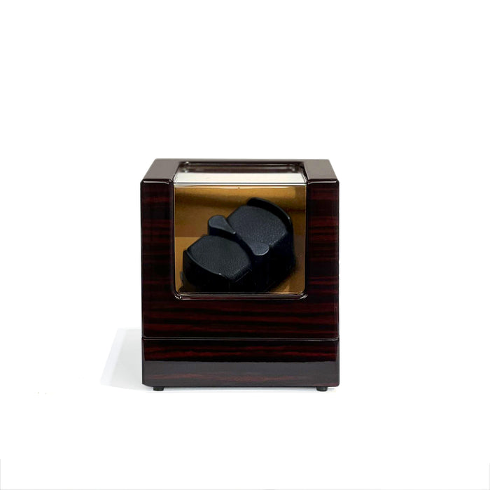 OTTO DUAL Watch Winder for Automatic Watch Piano Red Wood Brown Suede Interior with TPD, LED LIGHT Functions and Suede Interior