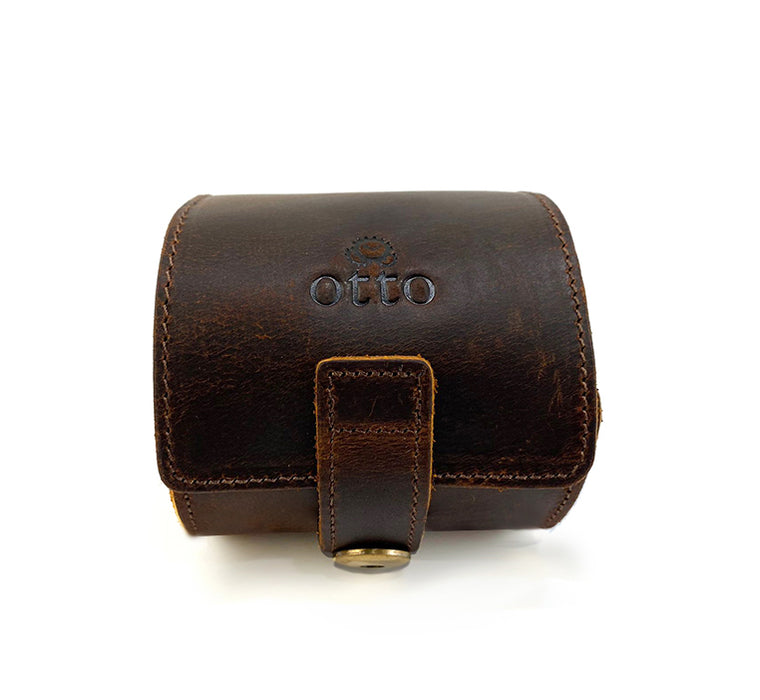 OTTO Single Watch Case in Genuine Leather Handmade Watch Holder Travel Watch Roll with Cushion