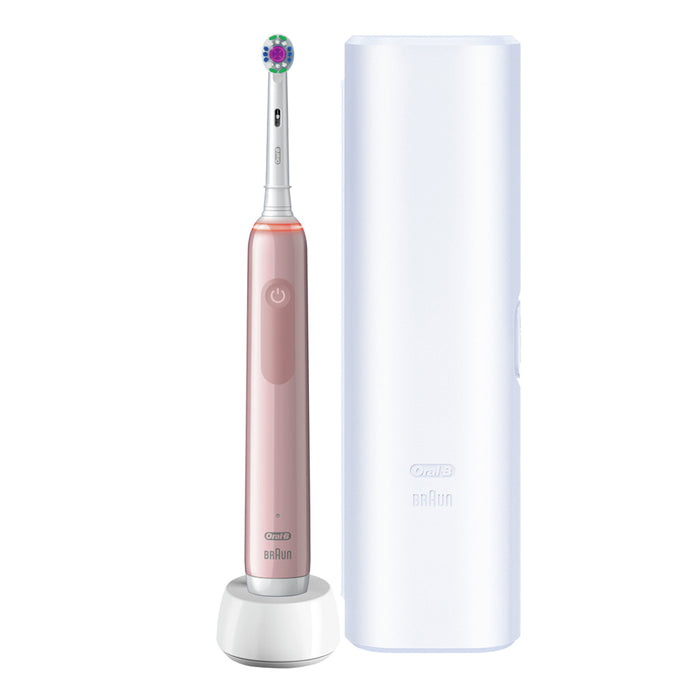 Oral B Pro 3 3500 Cross Action, 3D White, 3 Modes Electric Rechargeable Toothbrush with Travel Case