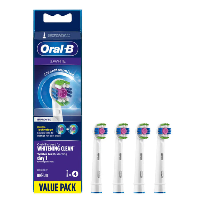 [3D White] Oral B Replacement Rechargeable Toothbrush Heads - 4 /8 counts