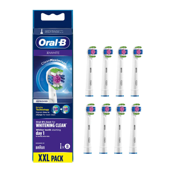 [3D White] Oral B Replacement Rechargeable Toothbrush Heads - 4 /8 counts