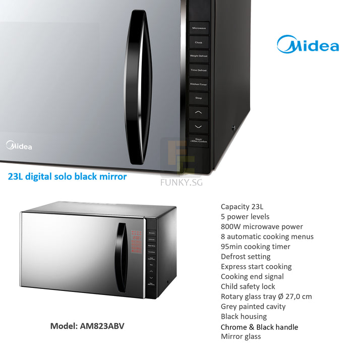 Midea 23L Microwave Oven Glass Mirror Model AM823ABV