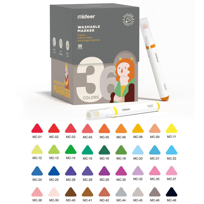MiDeer Washable Markers Art 36 Colours Graffiti Conical Head Coloring Pen for Kids