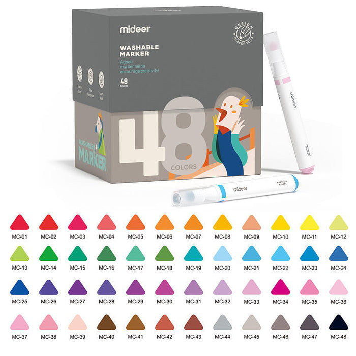 MiDeer Washable Markers Art 48 Colours Graffiti Conical Head Coloring Pen for Kids