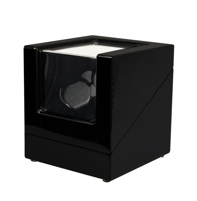 OTTO DUAL Watch Winder for Automatic Watch Piano Full Black Suede Interior with TPD, LED LIGHT Functions and Suede Interior