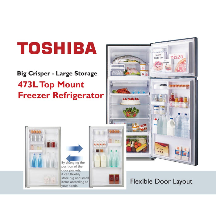 Toshiba 473L/ 510L Top Mount Freezer Refrigerator GR-AG55SDZ(XK)/ GR-AG52SDZ(GG)
