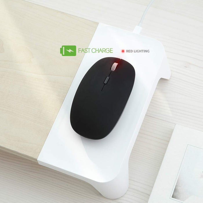 POUT HANDS 4- Silent Wireless Charging Rechargeable Mouse- Black/ White