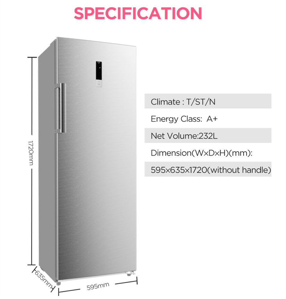 Midea Full Height Upright Freezer / Fridge 232L MCF232 — FUNKY.sg