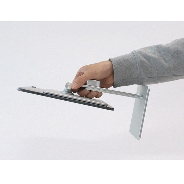 POUT EYES 11 MAX for 11"/12.9"- Height Adjustable 360 rotating Aluminum Magnetic iPad Stand- Silver+Gray/ Silver/Blue