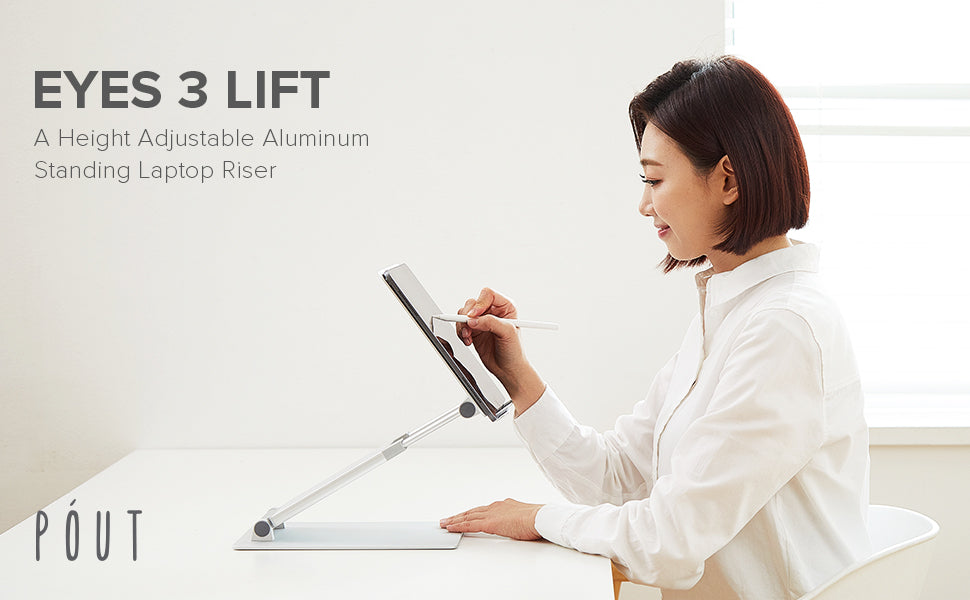 POUT EYES 3 LIFT- A Height Adjustable Aluminum Standing Laptop Riser For 10 to 17inch