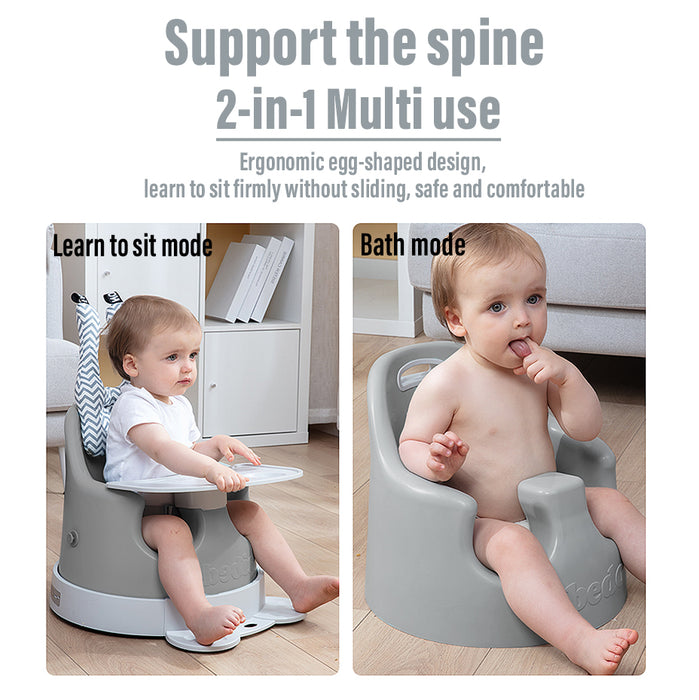 2in1 Booster Baby Chair 4pc Booster Set with Table, Foot-rest and Head Cushion (Grey Only)