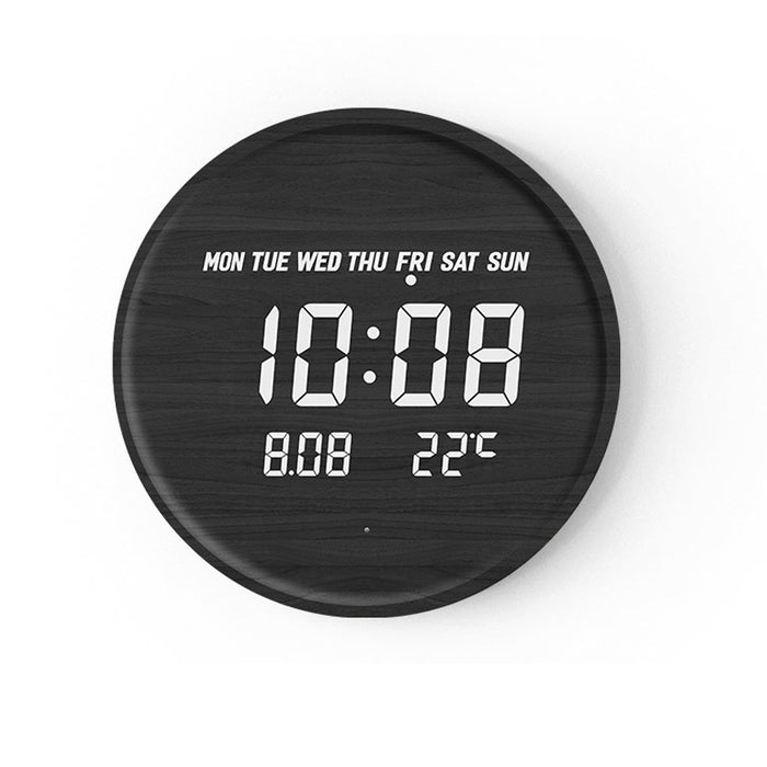 Smart Sensor Digital Wood Wall Clock, Round Wall & Desktop Clock with Easel Stand