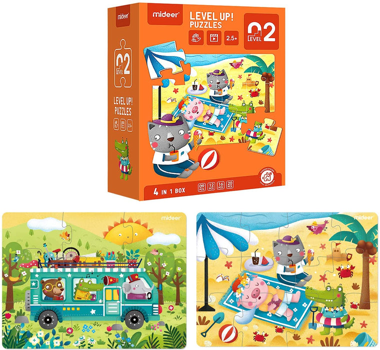 MiDeer Level Up Jigsaw Puzzles Level 2, Three Themes for Kids Ages 3 Up