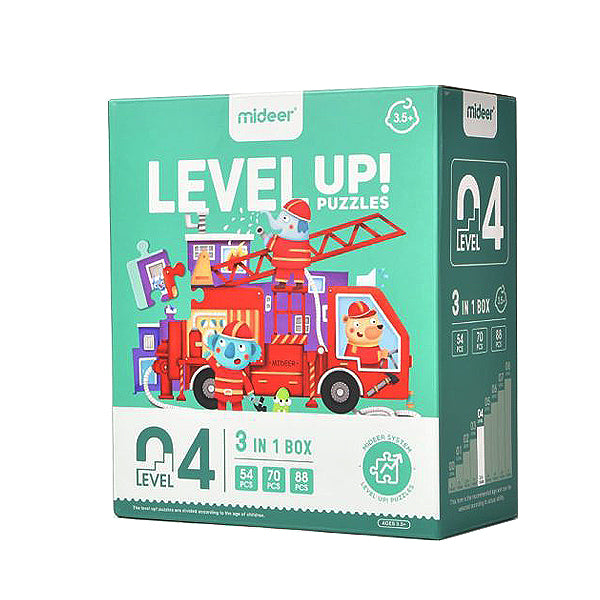 MiDeer Level Up Jigsaw Puzzles Level 4, Three Themes for Kids Ages 3 Up