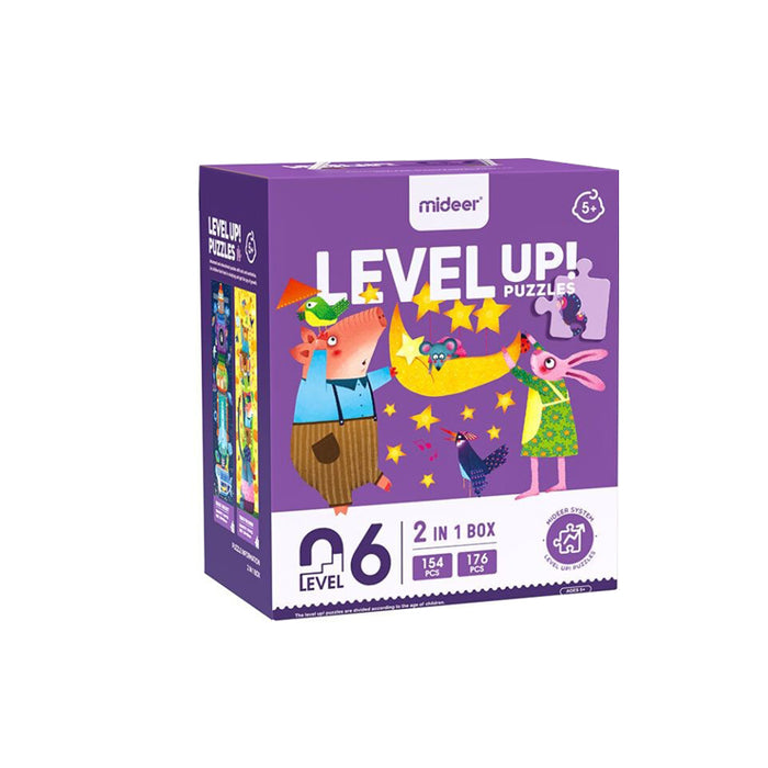 MiDeer Level Up Jigsaw Puzzles Level 6, Two Themes for Kids Ages 3 Up