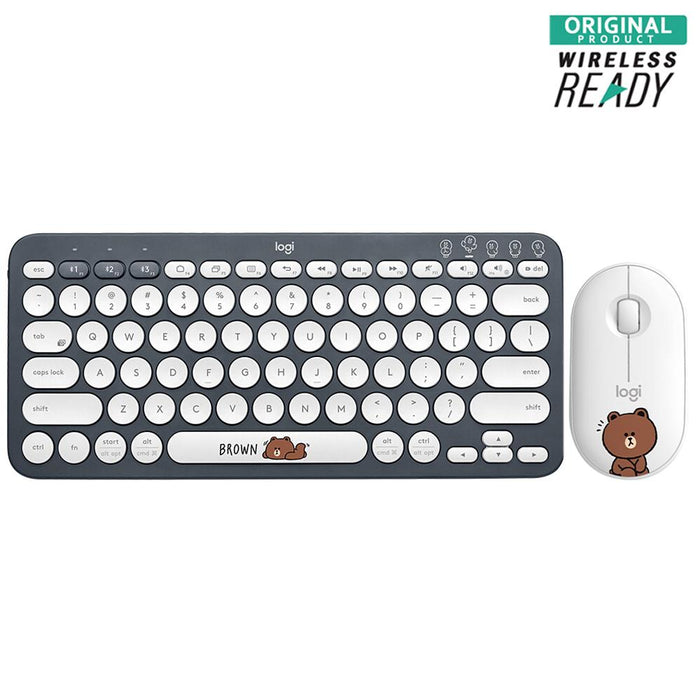 COMBO Logitech K380 CONY / Bear Multi Device Bluetooth Keyboard and Pebble Mouse